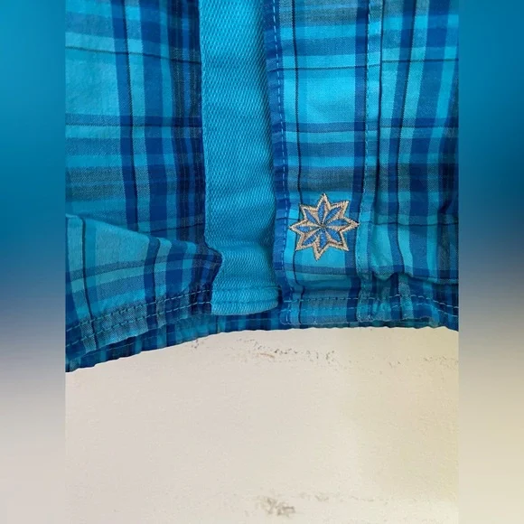 Thaddeus Men Blue Plaid Long Sleeve Button Down Shirt Size M - Picture 3 of 3